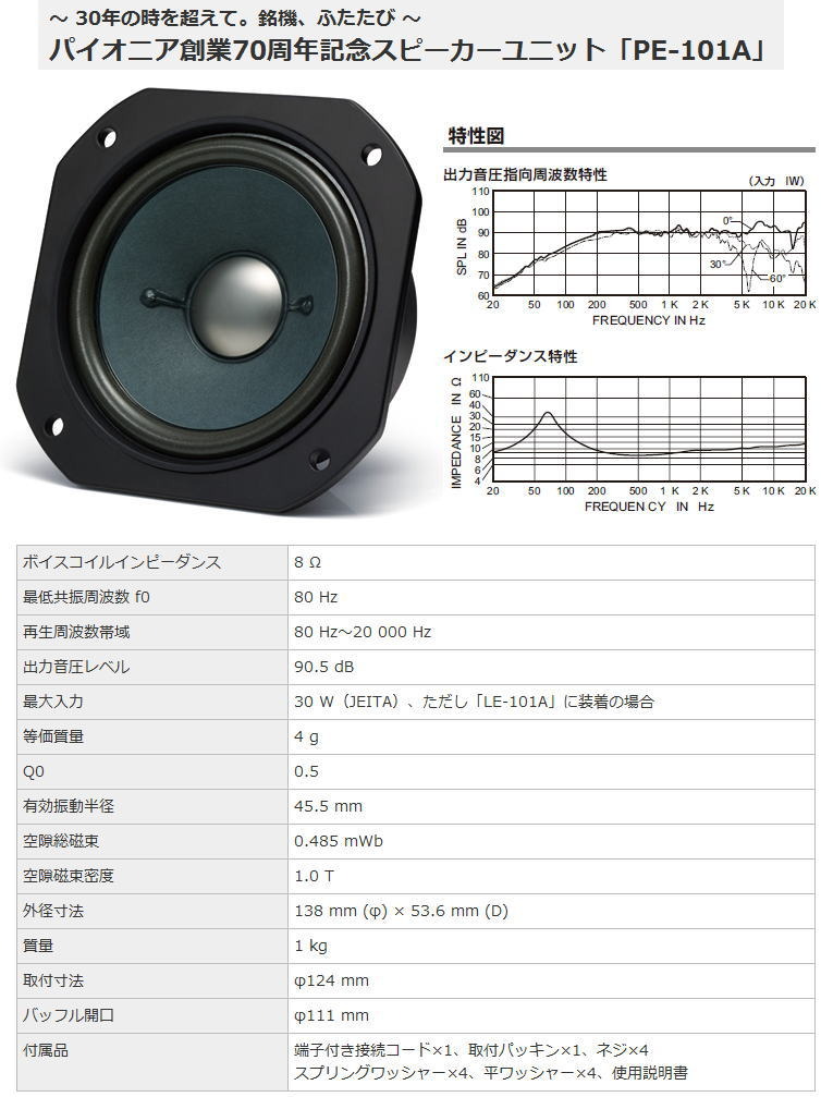 PIONEER PE-101A(10cmフルレンジ)専用ダンプダクトBH「DDBH-PE101 