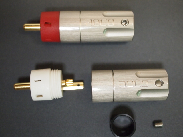 送料無料（沖縄は1000円) aeco RCA Plug ARP-4055, 4pcs/1set, Pure Silver, Vacuum bag 